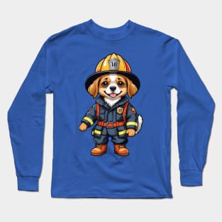 A Cute Firefighter Dog Long Sleeve T-Shirt